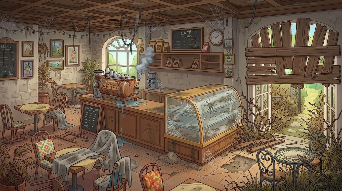Run-down Café Interior